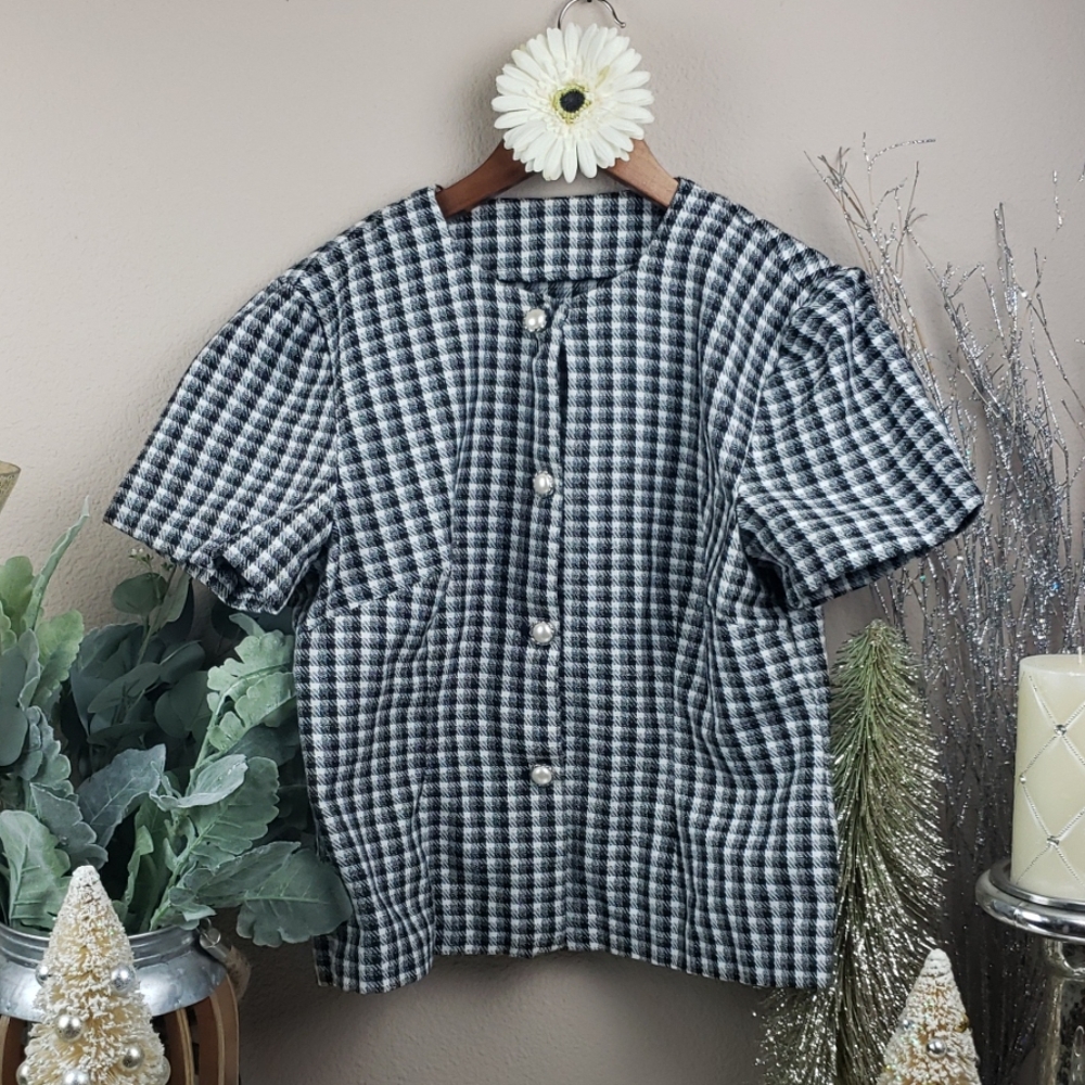 Vintage black and white checkered blazer